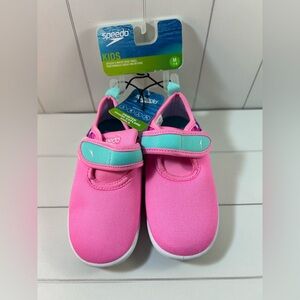 Speedo Kids Pink & Aqua Water Shoes Velcro Tie Size M 7-8 NWT
